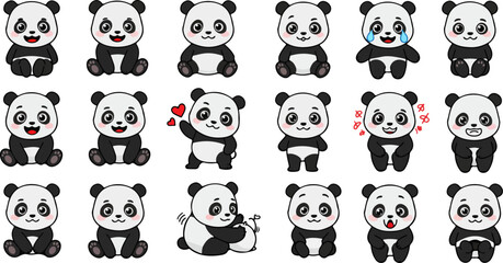set of funny panda