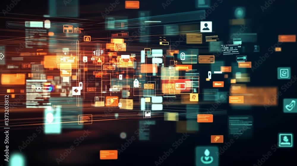 Poster Futuristic cyber security system is encrypting and protecting sensitive data from unauthorized access, ensuring online safety and privacy in digital world