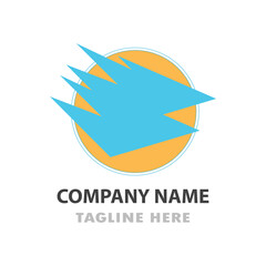Abstract logo design with a circle and multiple triangles