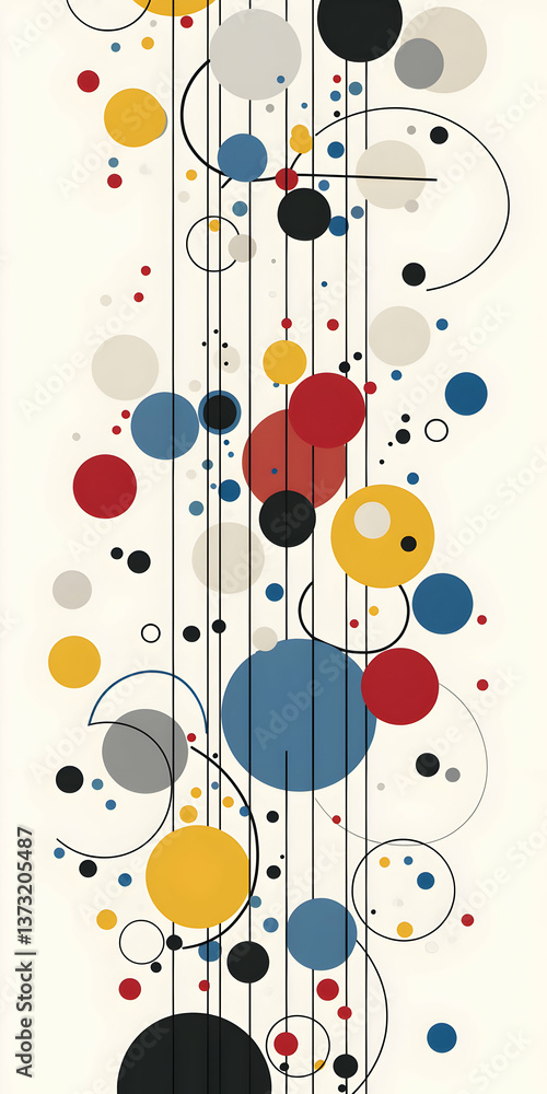 Poster Abstract Geometric Design with Colorful Circles and Lines