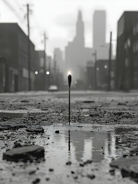 Fototapeta Lit Match in a Desolate Urban Street
