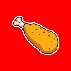 Vector Illustration of a Crispy Breaded Chicken Drumstick