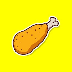 Vector Illustration of a Crispy Breaded Chicken Drumstick