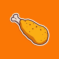 Vector Illustration of a Crispy Breaded Chicken Drumstick