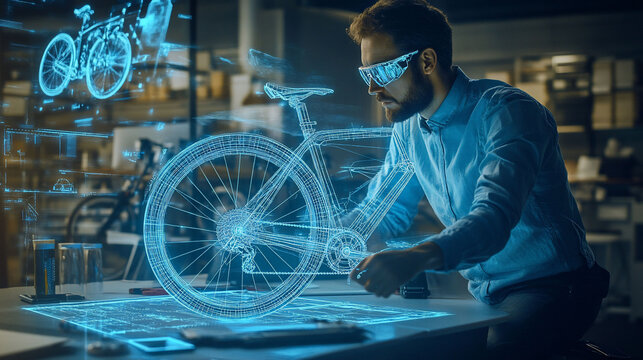 Engineer Designing Bicycle Using Augmented Reality