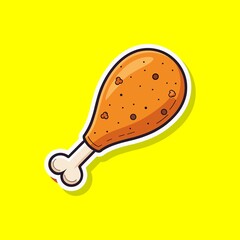 Vector Illustration of a Crispy Breaded Chicken Drumstick