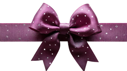 Purple star gift bow ribbon isolated on a white background