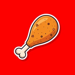 Vector Illustration of a Crispy Breaded Chicken Drumstick
