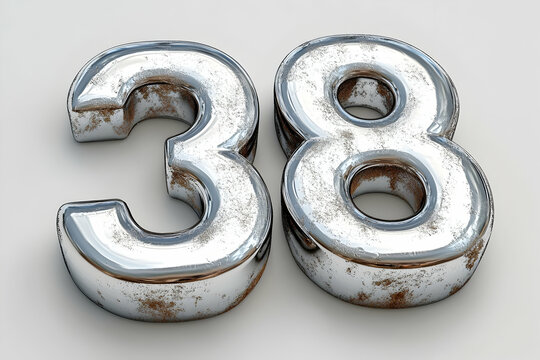 3 d rendered weathered silver number 38