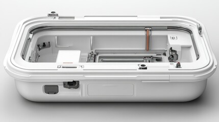 White enclosure with internal components