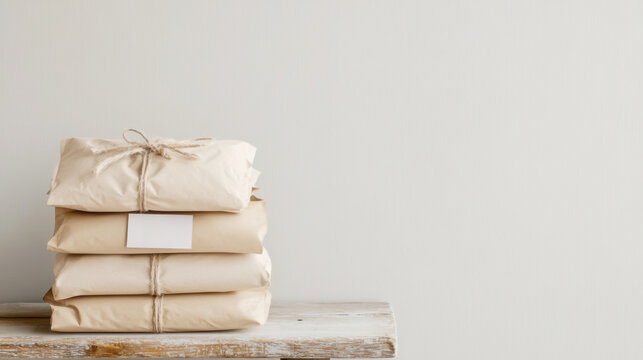 Eco-friendly hand stamped packaging with natural dyes for rustic branding and craft design