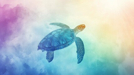 Obraz premium Serene Sea Turtle Watercolor Art