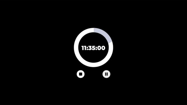 12pm stopwatch in circle with black background