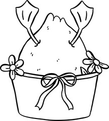 Cute Duck Butt in Basket Springtime Aesthetic Cartoon Doodle Hand Draw