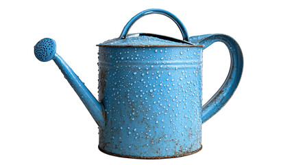 Plastic watering can on a white background
