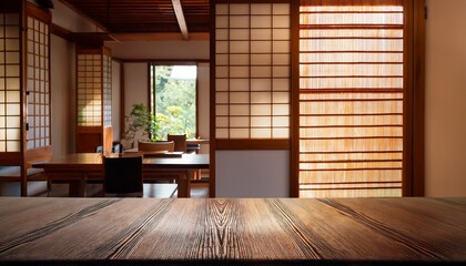 Fototapeta premium 和モダンカフェの洗練された空間｜シンプルで落ち着いたデザイン