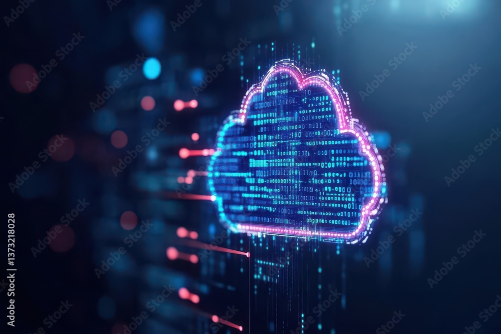 Fototapete Big data and analytics visualization technology with Database storage cloud technology file data transfer sharing, cyber, information for financial online marketing