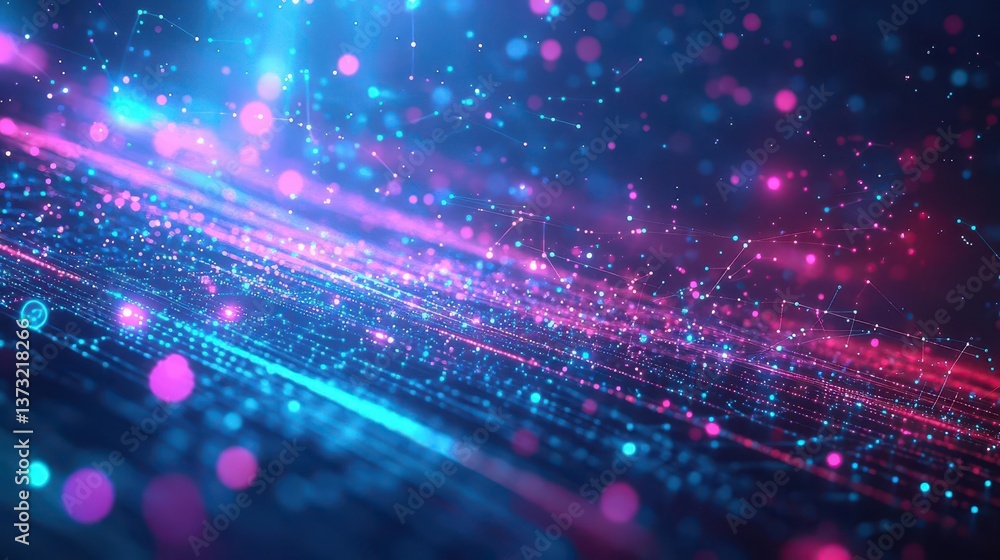 Aufkleber Big data visualization Digital background Analytics representation Wave of particles 4k rendering