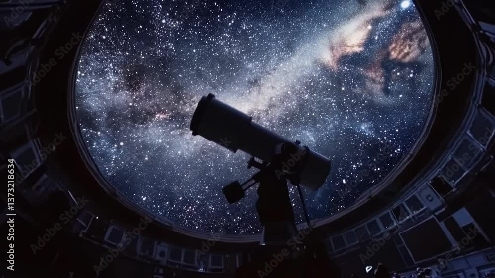 Poster advanced telescope exploring the universe, revealing the milky way's breathtaking nebulae and star c