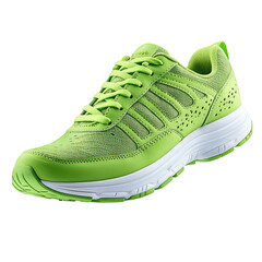 Classic Green Running Shoes with Lightweight Upper Isolated on Transparent Background