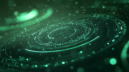 Fototapeta premium Dynamic green energy graphics digital space infographic futuristic environment abstract viewpoint technology visualization