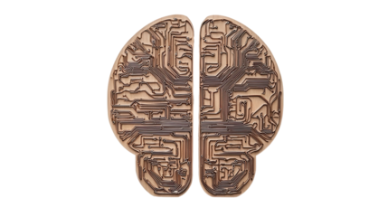 Abstract Brain Design with Circuit Patterns in Earthy Tones