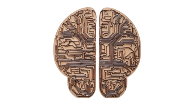 Abstract Brain Design with Circuit Patterns in Earthy Tones