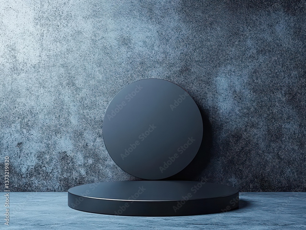 Fototapete black product podium display background stage on 3d luxury presentation showcase empty platform stud