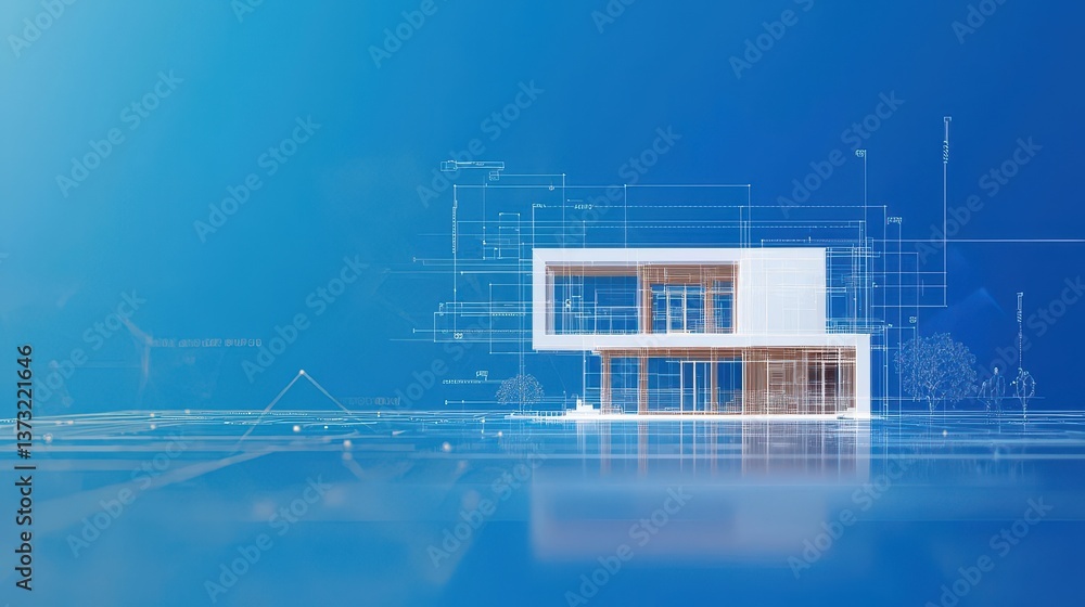 Aufkleber Blueprint Sketch Effect with Generative AI