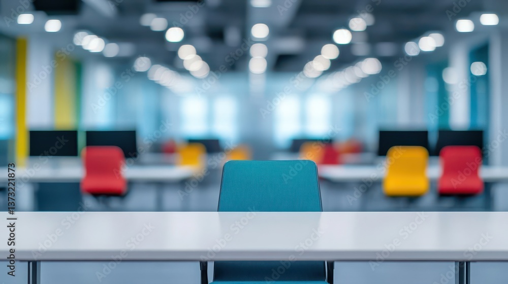Poster blurred empty open space office abstract light bokeh at office interior background