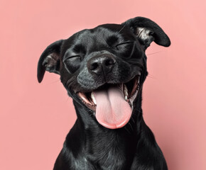 Naklejka premium Funny dog with tongue sticking out