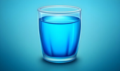 Blue water glass beverage illustration