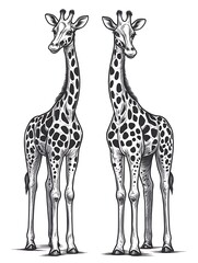 Naklejka premium Giraffes Illustration Pair