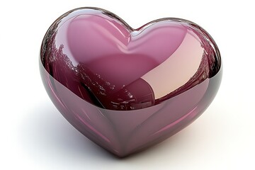 Glass Heart with Love Symbol, and 3D Render.