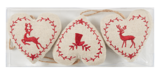 Christmas heart pillow in plastic box cut out isolated transparent background