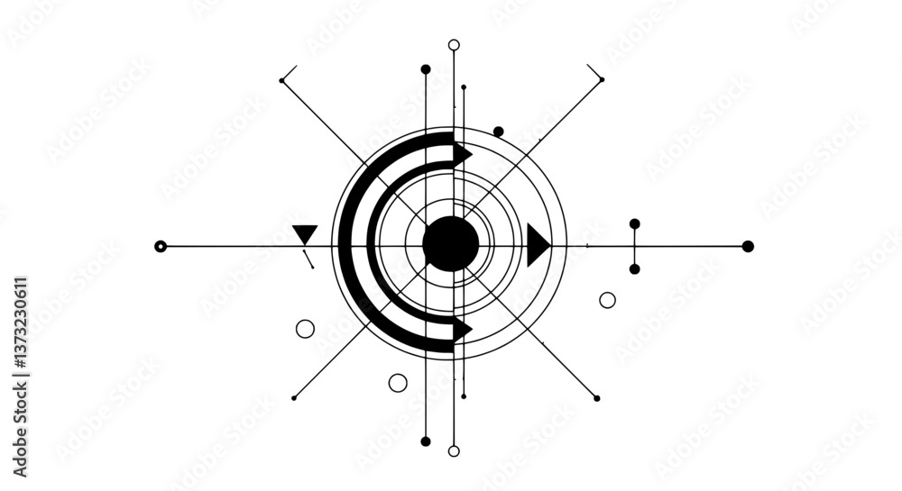 Poster geometric tech icon: a modern, minimalist design of interconnected lines and shapes. illustrating ab
