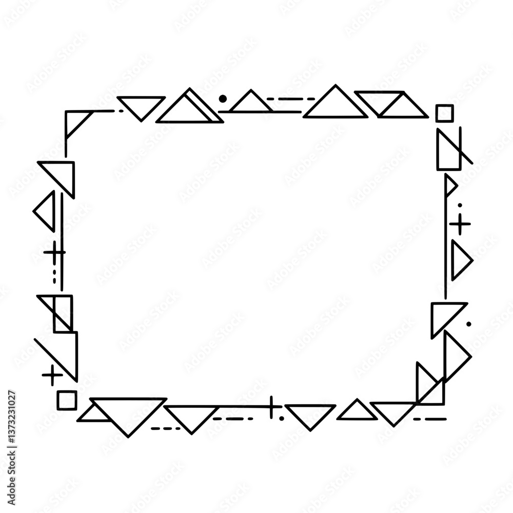 Poster geometric frame with lines and triangles: a clean, artistic frame composed of geometric shapes, line