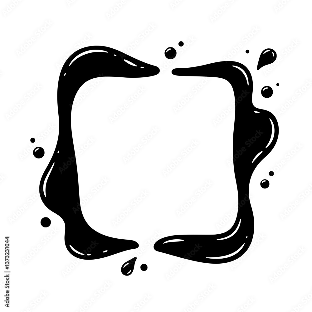 Poster ink splash frame: a black ink frame, with an abstract form, creates a visually striking edge, perfec