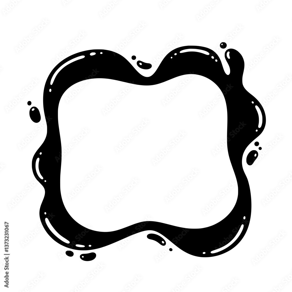 Poster black splash frame: a bold, abstract frame created from dynamic black liquid splashes, perfect for a