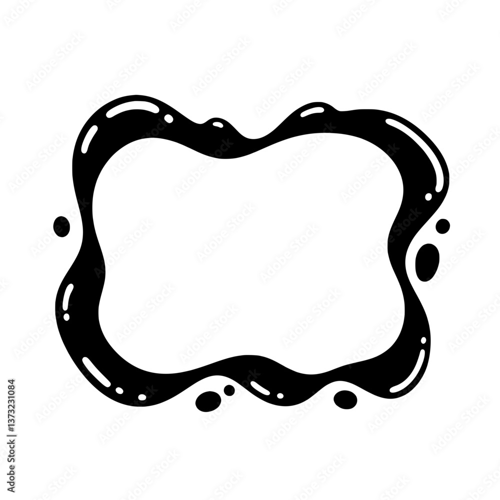 Poster ink splatter frame: a dark, glossy, ink-splattered border, creating a striking contrast with the bla
