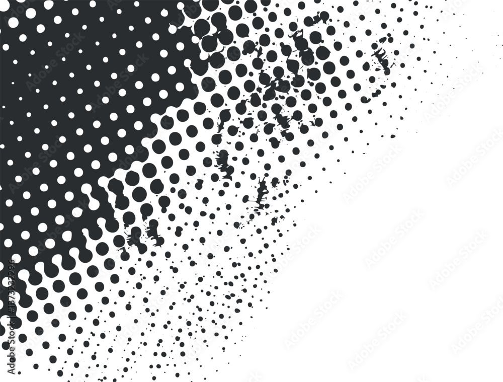 Poster monochrome halftone dot pattern for retro style backgrounds and design projects.