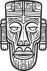 Obraz premium Tribal mask vector illustration with intricate patterns for cultural and artistic designs.