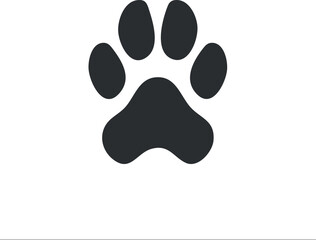 Minimalist black paw print icon for animal-themed graphic design or branding.