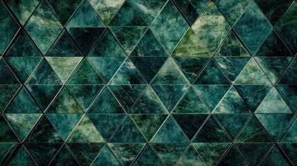 A textured seamless pattern of many green triangular shapes