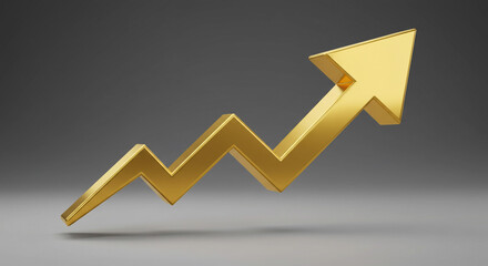 A golden arrow soaring upward, symbolizing ambitious growth and triumphant success against a muted grey background.