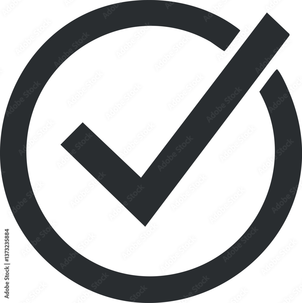 Aufkleber simple black checkmark icon within a circle for approval or confirmation use.
