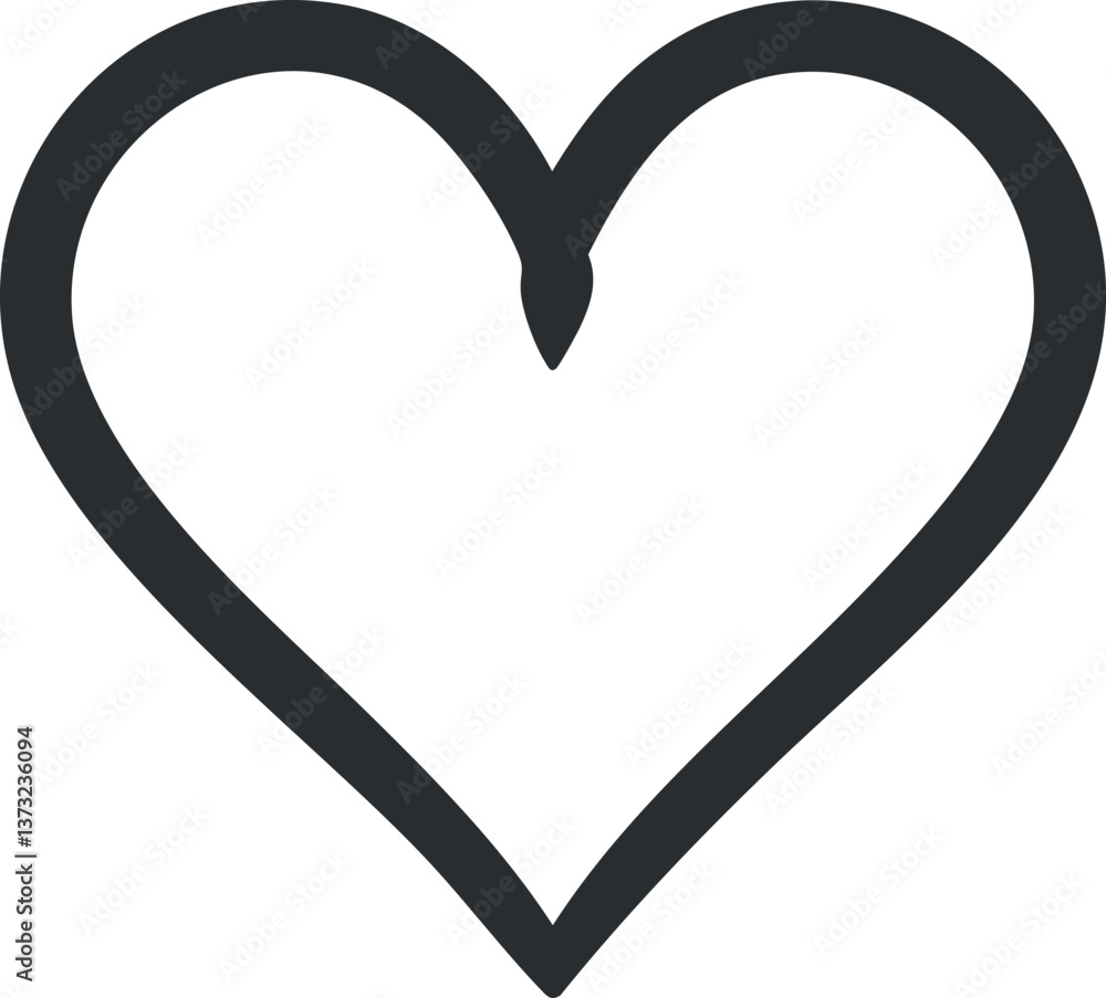 Aufkleber minimalistic heart outline vector for romantic and design projects.