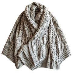 Chunky Knit Poncho Isolated on Transparent Background