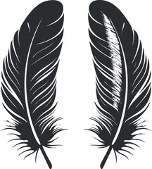 Obraz premium Black feather vector illustration for decorative design and artistic projects.