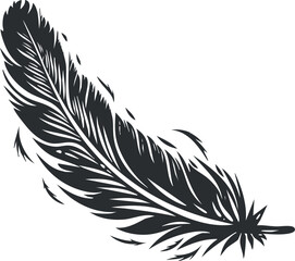 Obraz premium Black feather silhouette vector for elegant nature-themed designs and decorations.